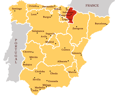 Наварра на карте Испании
