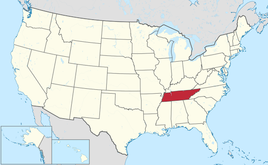штат Теннесси на карте
